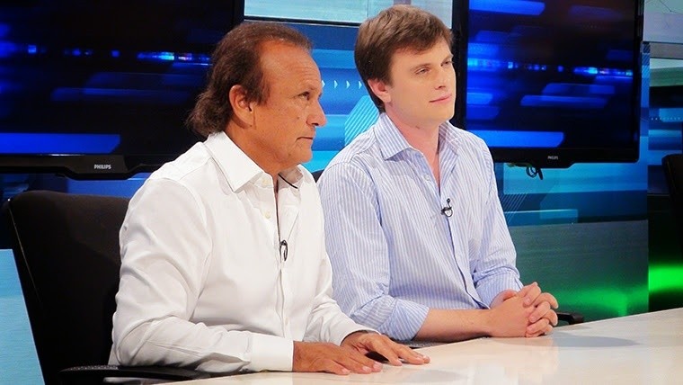 Del Sel y López Molina en los estudios del Tres.