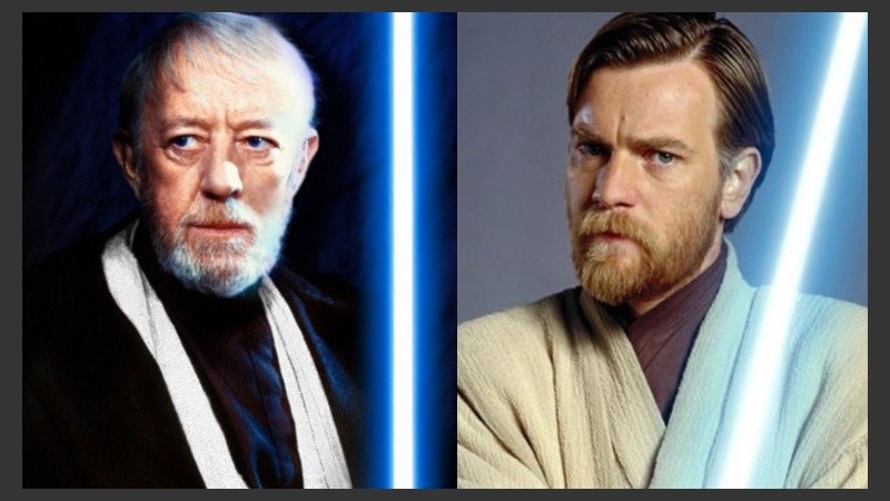 Obi-Wan Kenobi, interpretado por Alec Guinness e Ewan McGregor.