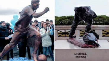 La estatua, antes y después.