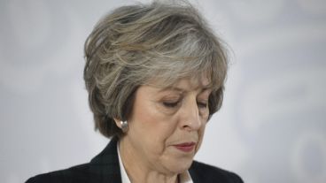 La primera ministra británica, Theresa May, durante el discurso en el que explicó su estrategia de negociación del "brexit" o ruptura con la Unión Europea.