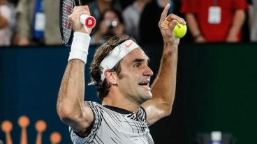 Roger Federer celebrando este domingo en Melbourne.