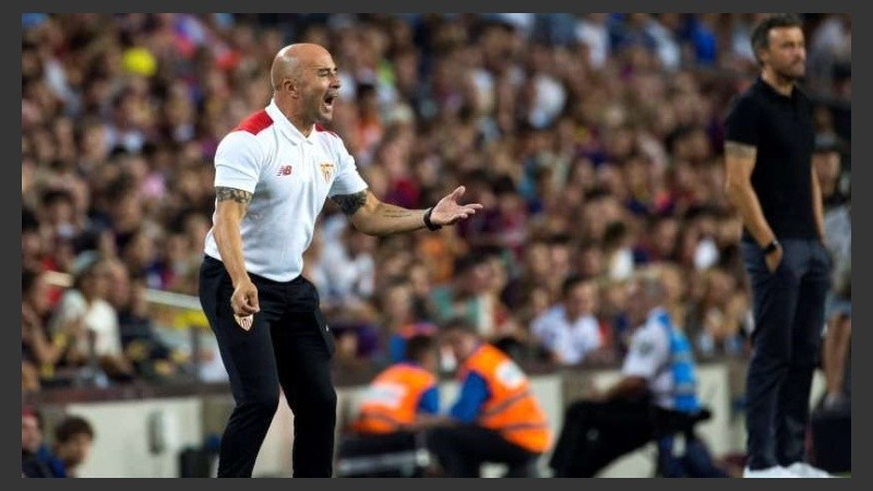 Sampaoli hoy, en el banco del Sevilla.