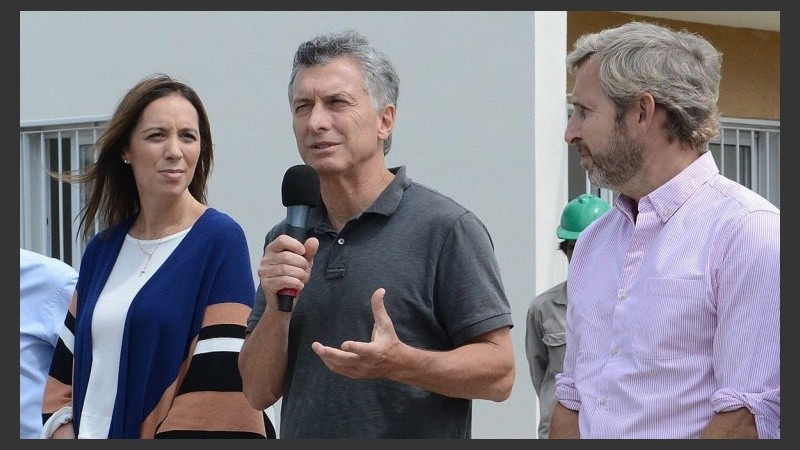 Macri en el relanzamiento de Procrear junto a Frigerio y Vidal. 