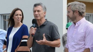 Macri en el relanzamiento de Procrear junto a Frigerio y Vidal.