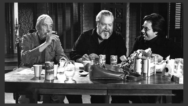 John Huston. Orson Welles y Peter Bogdanovich en una escena de 