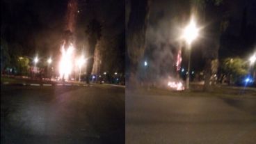 El momento en el que la palmera se incendia.