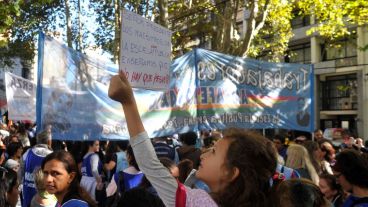 Imágenes de la marcha docente de este martes.