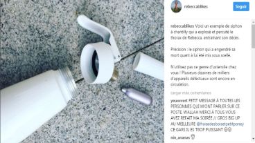 La imagen de un sifón similar al que utilizó la joven y los comentarios en Instagram, tras su muerte.