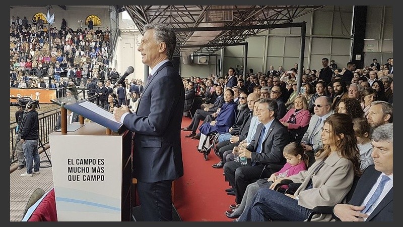 Macri en el predio de la Rural.