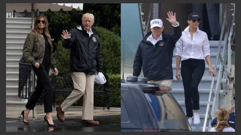 Al menos, Melania cambió su atuendo al bajar del Air Force One.