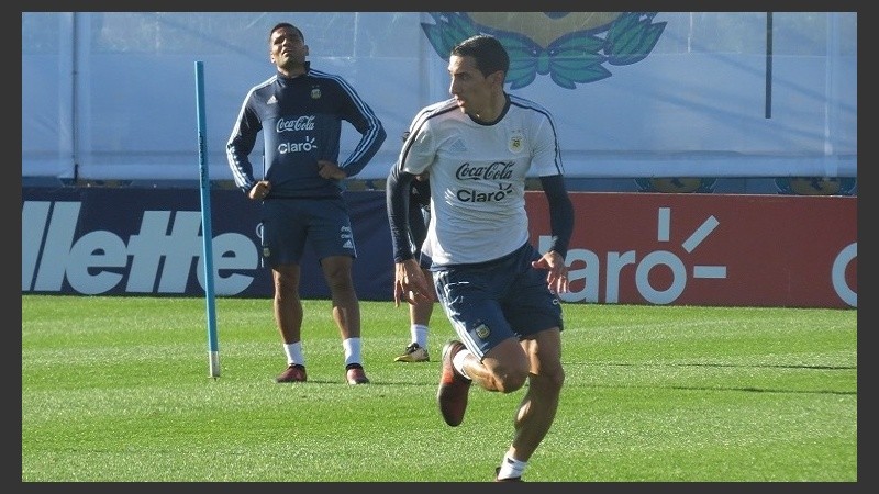 Di María, de los pocos jugadores del exterior que entrenaron.