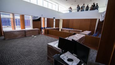 La sala donde se llevará a cabo el juicio a la banda Los Monos.