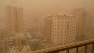 La ciudad durante la "tempestad de polvo".