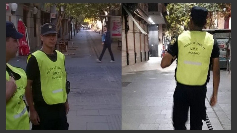 Policías custodian la zona céntrica de la ciudad. 