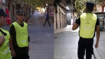 Policías custodian la zona céntrica de la ciudad.