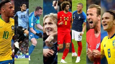 Las 8 selecciones que jugarán cuartos de final en Rusia.