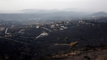 Bomberos trabajan incansablemente en medio de la desolación.