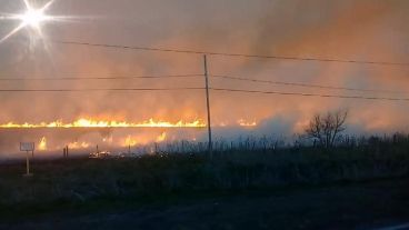 El fuego alcanzó los pastizales que bordean la ruta 178.