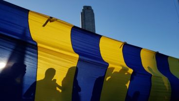 Los hinchas de Rosario Central fueron a celebrar el triunfo al Monumento.