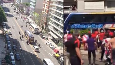 La custodia llevó al colectivo a la esquina donde estaban los hinchas.