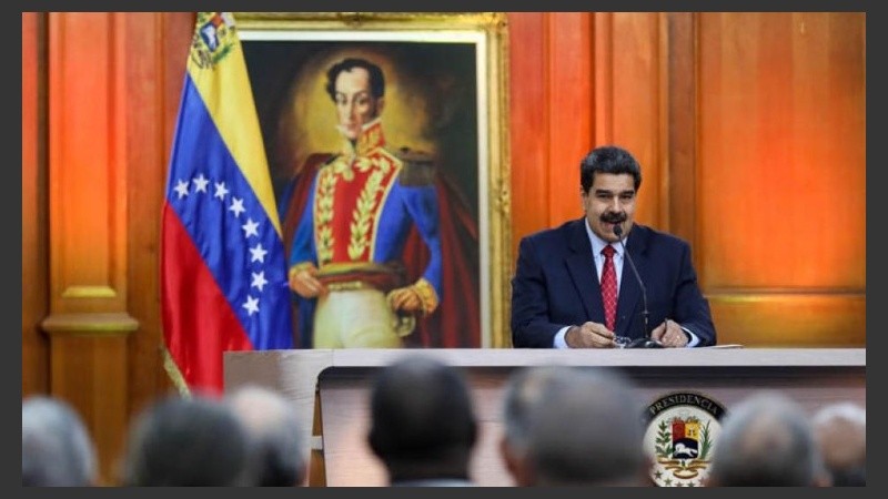 Maduro ante los periodistas, en Caracas.