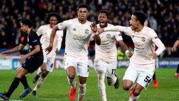 Rashford celebra tras poner el 3-1.