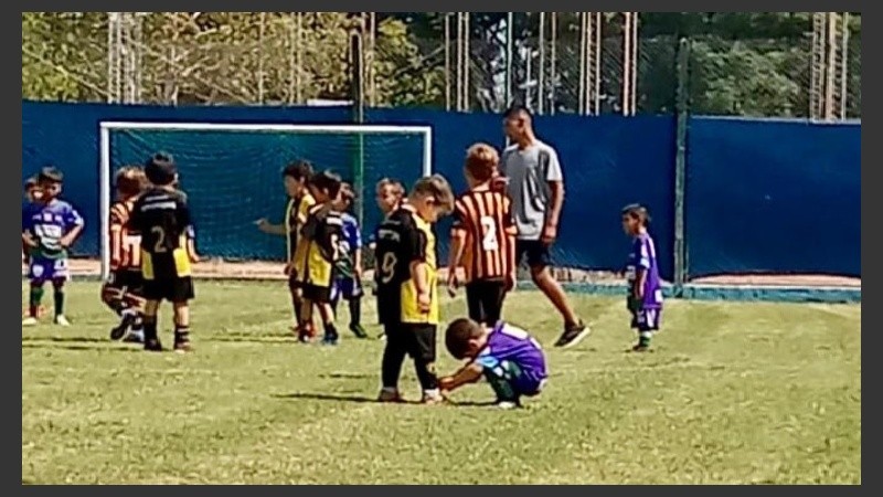 Teo asistió a su pequeño colega y hoy todos lo felicitan.