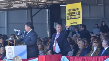 En el palco estaba el titular de la Rural y el presidente Macri.