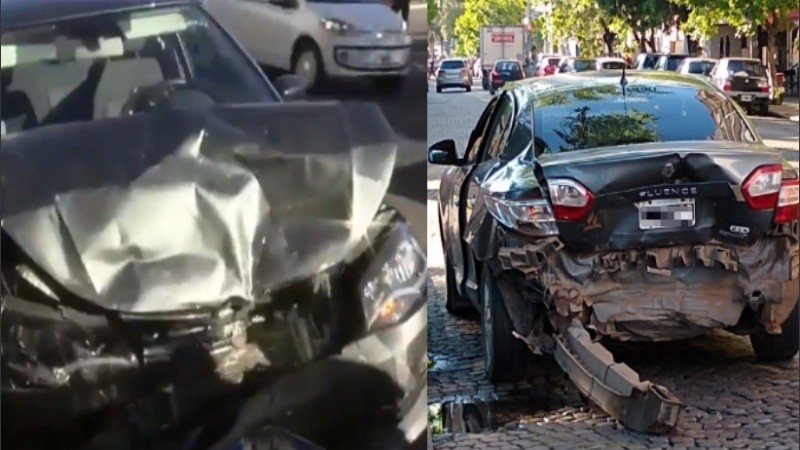 Los dos autos sufrieron roturas tras el impacto. 