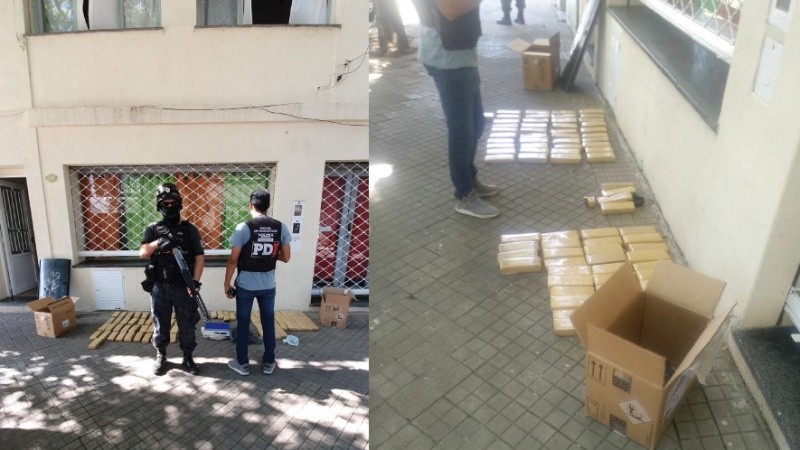 La Policía encontró 65 panes de marihuana.