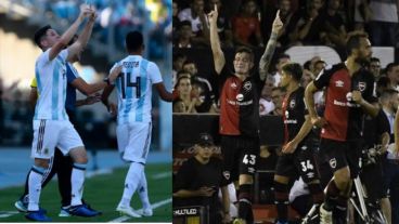 Anibal Moreno, la nueva joya de Newells, festeja con la rojinegra y con la de la selección