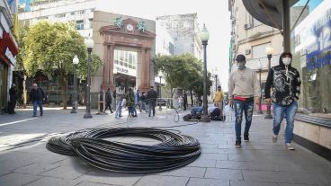 El centro de la ciudad este jueves por la mañana con mucho movimiento en las calles.