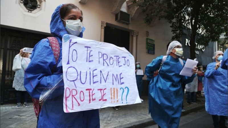 Fuerte reclamo de los odontólogos en el centro rosarino. 