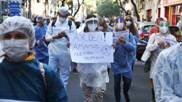 Fuerte reclamo de los odontólogos en el centro rosarino.