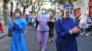 Fuerte reclamo de los odontólogos en el centro rosarino.