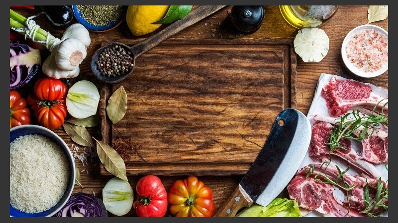 Ingredients for cooking healthy meat dinner. Raw uncooked lamb chops