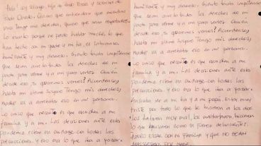 La carta que dejó Solange antes de morir.