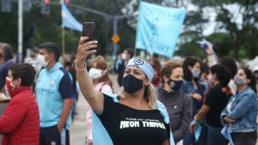 El acto en el Monumento contra el derecho al aborto legal.