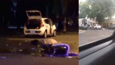 La moto impactó en el lateral derecho del coche.