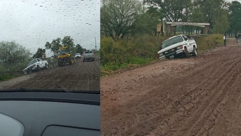 Algunas familias no pueden salir del barrio, otras caen con sus vehículos en la zanja.