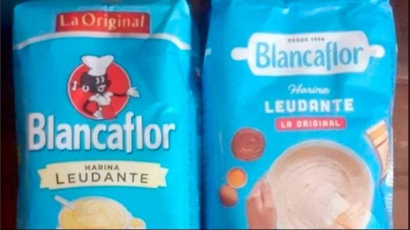 El tradicional envase y el actual de harina Blancaflor.