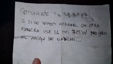 La nota amenazante que dejaron en Barra al 2800.