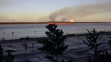 Los incendios registrados este viernes frente a la costa central de Rosario.