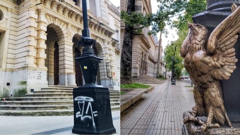 Robaron las águilas de bronce del frente de la Facultad de Derecho: 