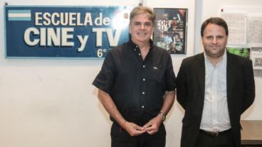 El ministro de Cultura Jorge Llonch junto al presidente del Incaa, Nicolás Batlle, en la reunión sobre la sede de la Escuela de Animación y Nuevas Tecnologías