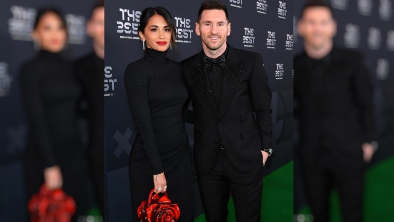 Antonela Roccuzzo y Lionel Messi en la gala de 