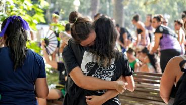 La movilización por el centro de Rosario este miércoles.