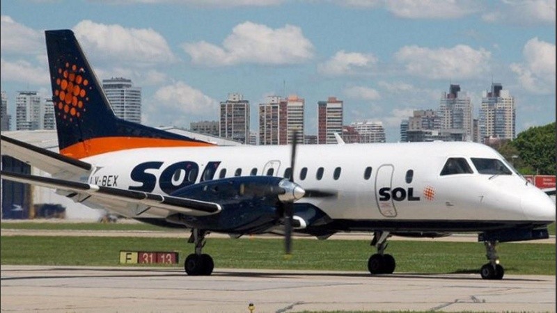 Un avión Saab 340 de Sol Líneas Aéreas similar al que se estrelló en Río Negro el 18 de mayo de 2011. 