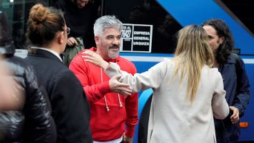 La llegada al estadio Marcelo Bielsa: Ariel Ortega y Juan Pablo Sorín.