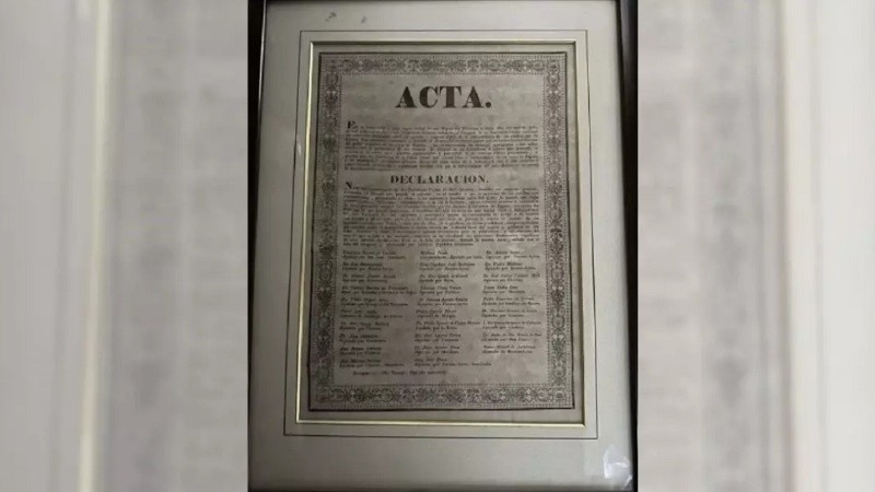 La copia original del Acta del Día de la Independencia que fue recuperada.